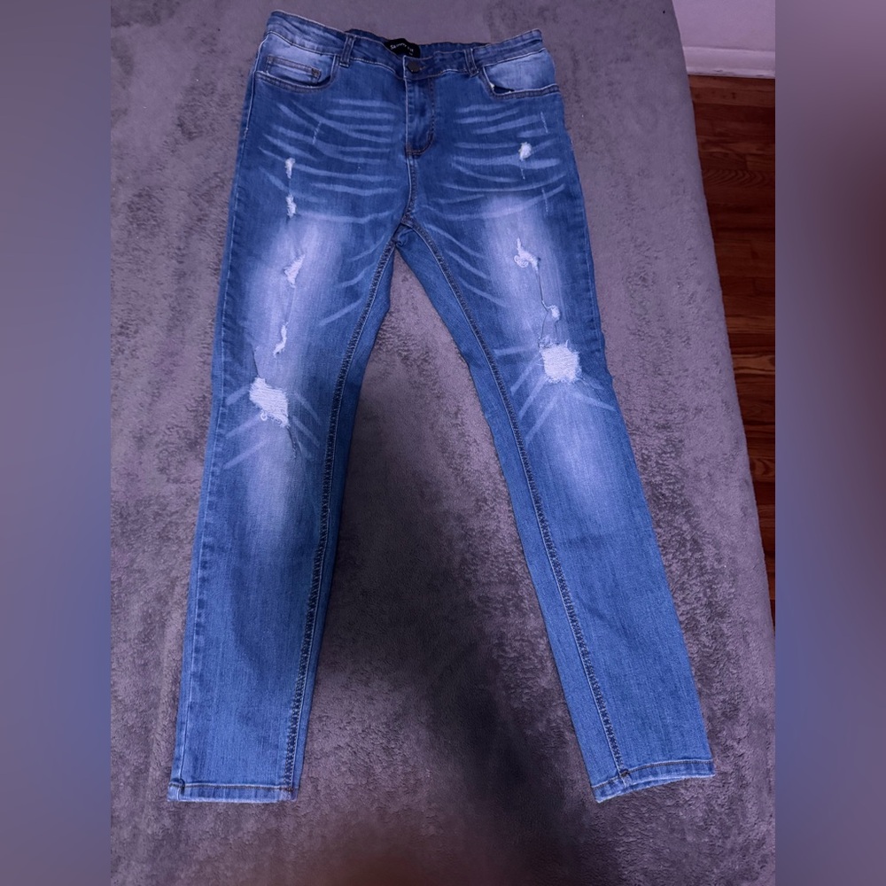 GINGTTO Men's Ripped Jeans Slim Fit Skinny Stretch Jeans Pants